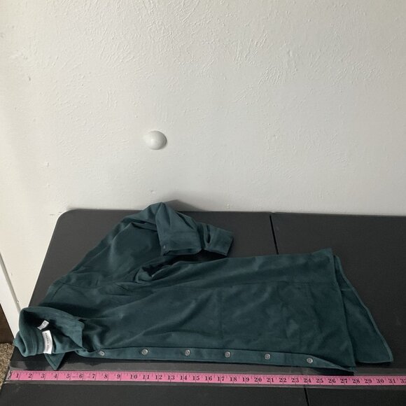 Susan Graver Top Women Medium‎ Petite Forest Green Button Up Long Sleeve Shacket - Picture 12 of 13